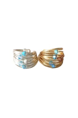 image-Marcia Wire Wrap Ring with Aquamarine Swarovski Crystals