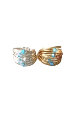image-Marcia Wire Wrap Ring with Aquamarine Swarovski Crystals