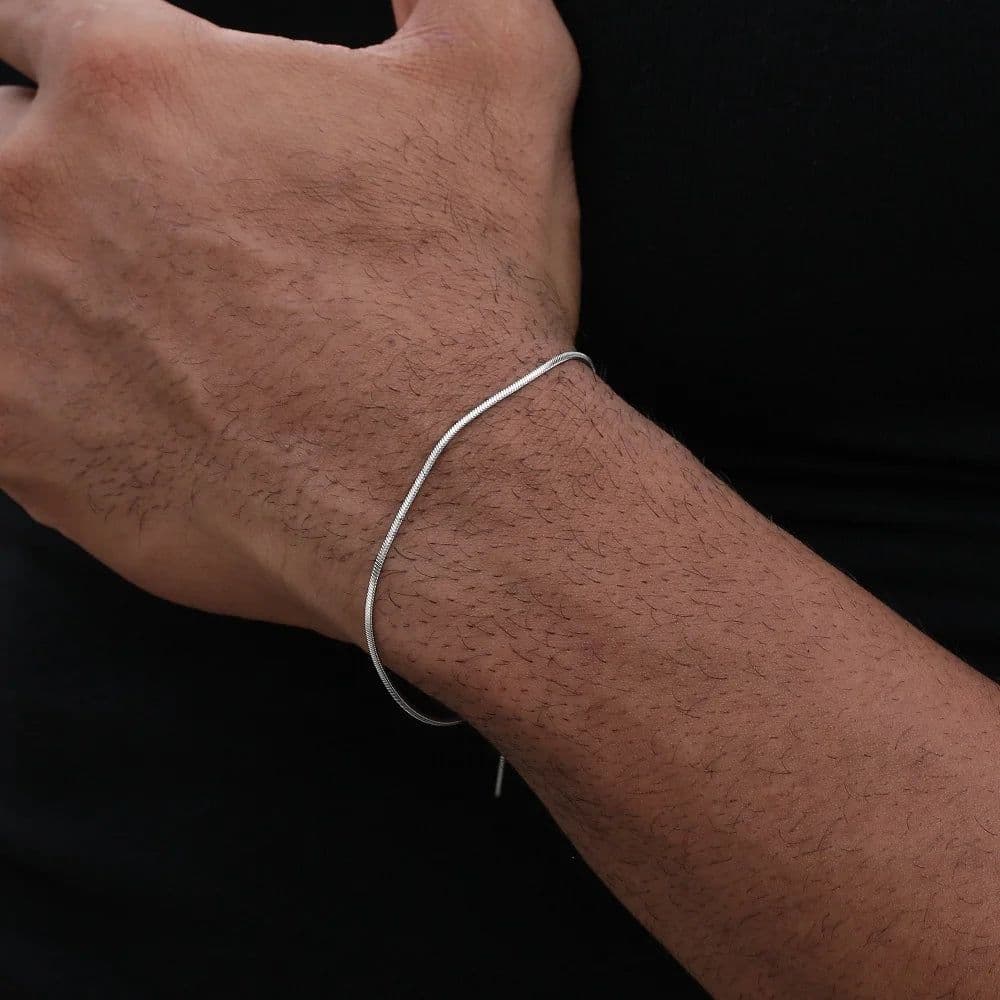 image-Simple MEN Stainless Steel Square Snake Bone Chain Bracelet Hip-Hop Jewelry Trendy Party Accessories Bracelet For Women