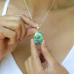 image-Collier et pendentif "Douceur des Mers" en Abalone et Argent 925