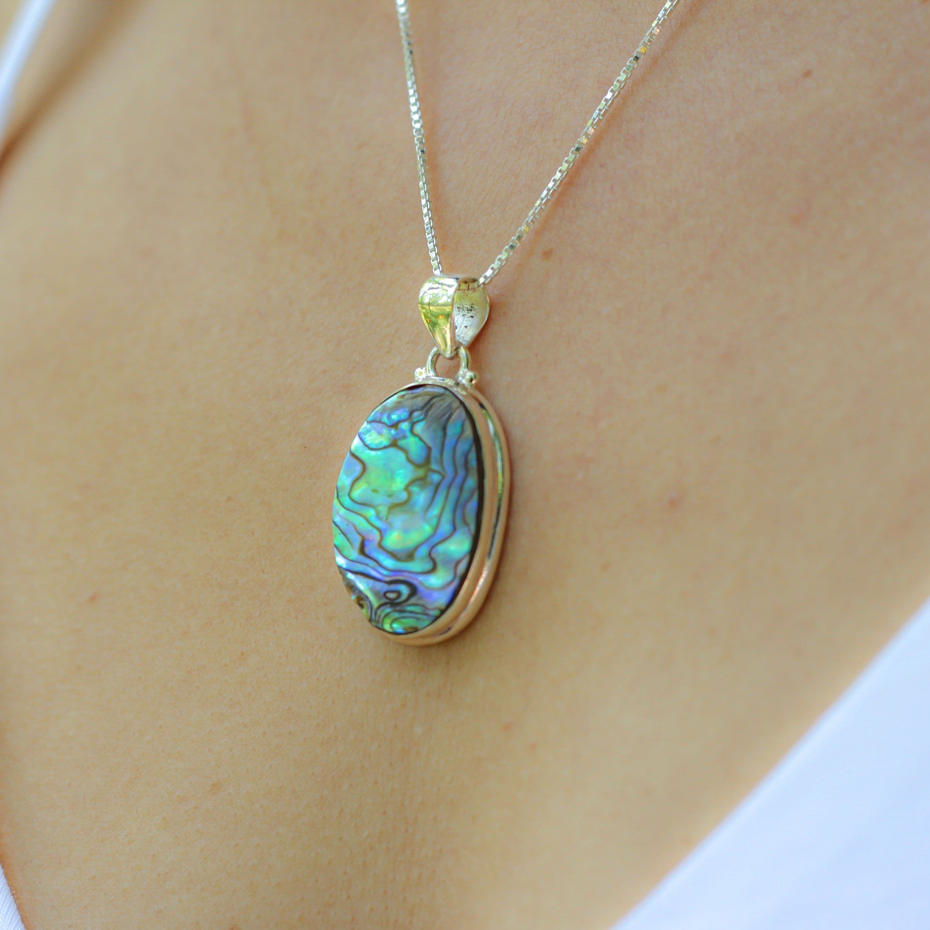 image-Collier et pendentif "Douceur des Mers" en Abalone et Argent 925
