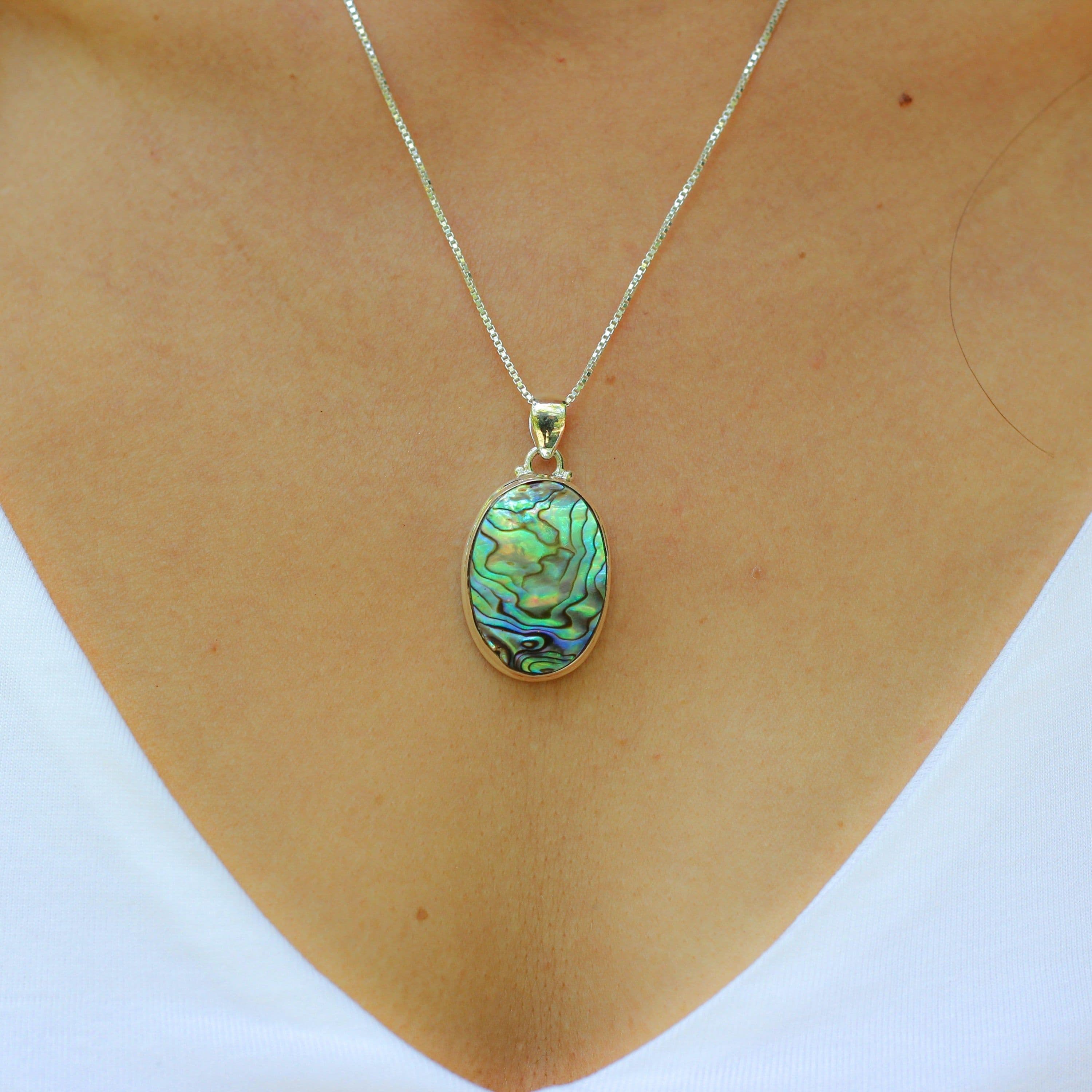 image-Collier et pendentif "Douceur des Mers" en Abalone et Argent 925