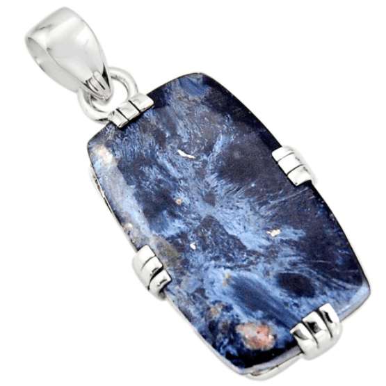 image-Collier pendentif "Vie Alignée" en Pietersite Noire et Argent 925