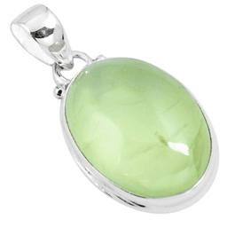 image-Collier et pendentif ovale "Volonté et Manifestation" en Prehnite et