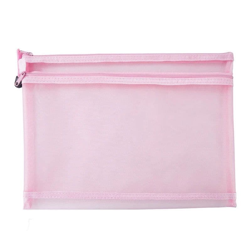 image-Transparent Waterproof Mesh Zipper Pouch Document Bag A4 Size File Folders for School Office Supplies Pencil Case Storage Bags