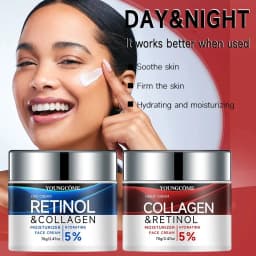 image-Collagen Face Cream Suit High Quality Hyaluronic Acid Anti Wrinkle Retinol Moisturizing Anti-aging Facial Skincare Products 2pcs