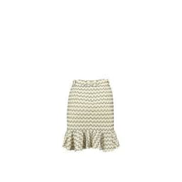 image-Light Weight Cotton Knit High Waist Skirt with Ruffled Hem Marine
