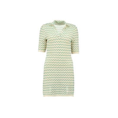 image-Light Weight Short Sleeve Button Up Cotton Knit Tennis Dress Green