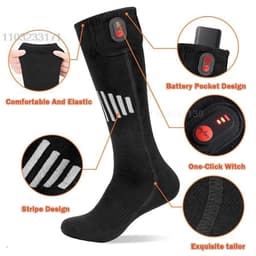 image-Heated Socks Rechargeable 5000mah Electric Heated Skiing Socks Snowboarding Outdoor Sports Foot Warmer Winter Thermal Socks