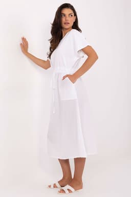 image-Bella Cotton Midi Dress with Pockets