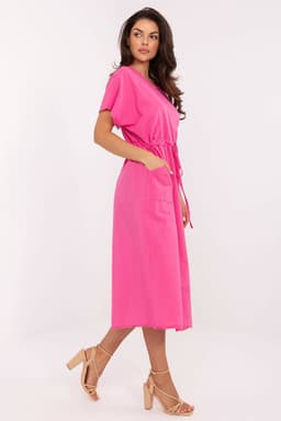 image-Bella Cotton Midi Dress with Pockets
