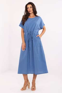 image-Bella Cotton Midi Dress with Pockets