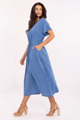 image-Bella Cotton Midi Dress with Pockets