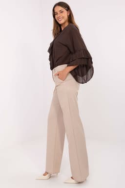 image-Women's High-Waisted Cotton Trousers by Lakerta