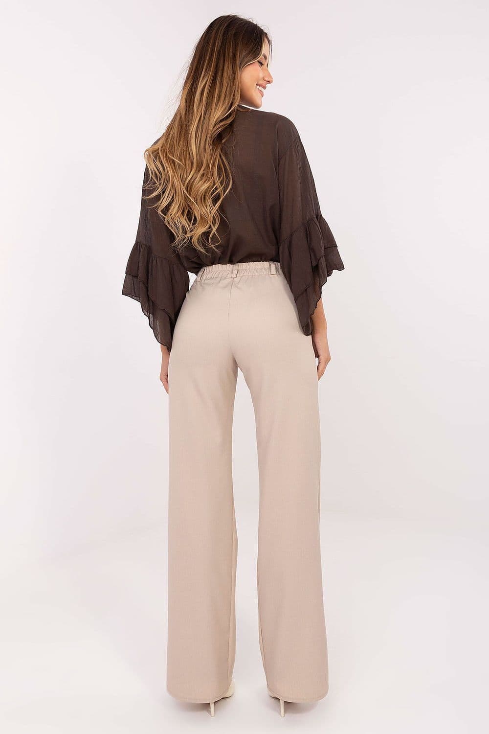 image-Women's High-Waisted Cotton Trousers by Lakerta