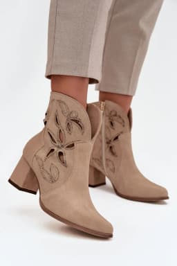 image-Women's Suede Ankle Boots with Pointed Toe