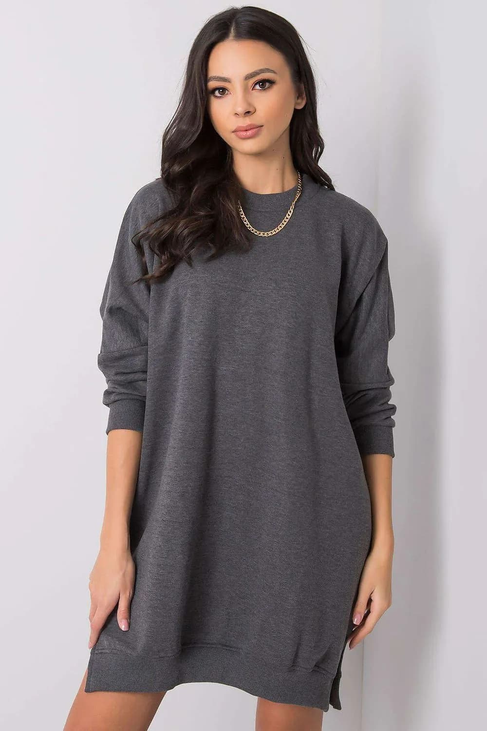 image-Sweatshirt Dress Cotton Long Sleeve