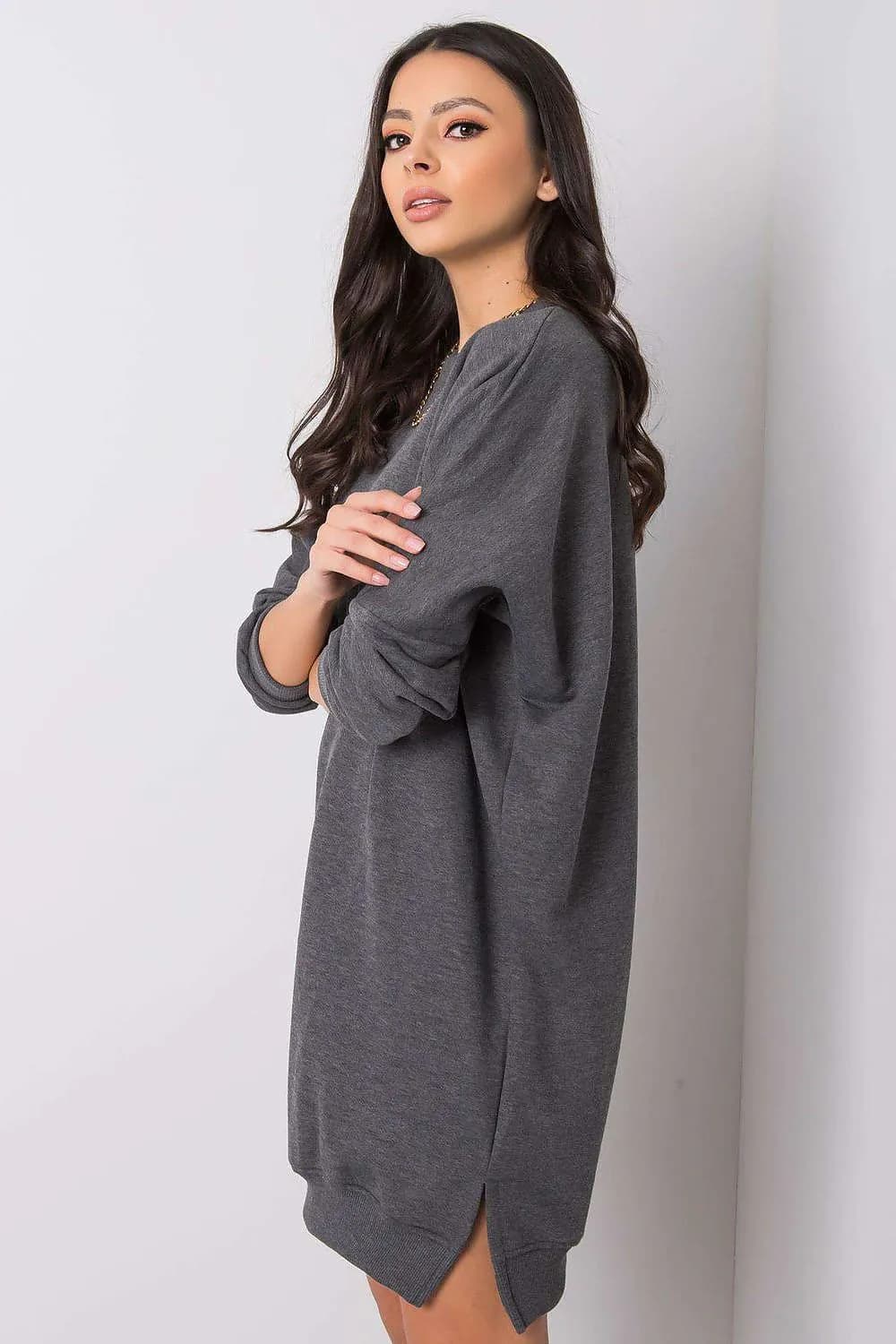 image-Sweatshirt Dress Cotton Long Sleeve