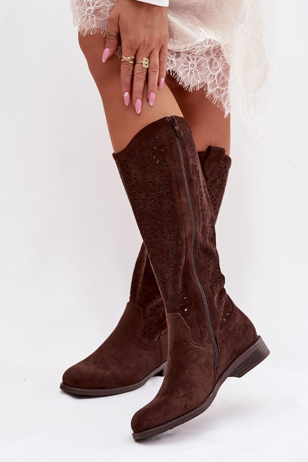 image-Open-work Boots Step in style