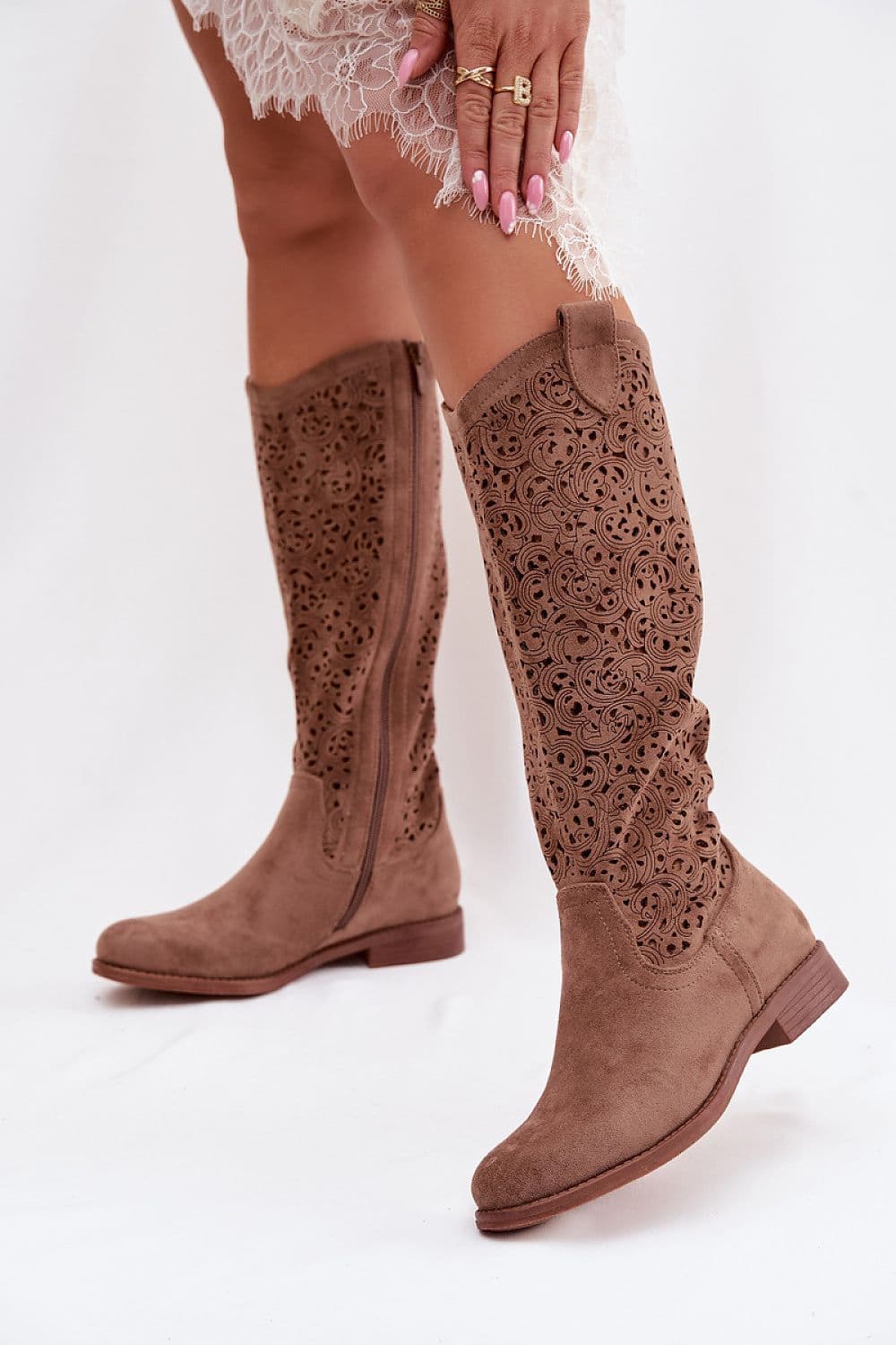 image-Open-work Boots Step in style