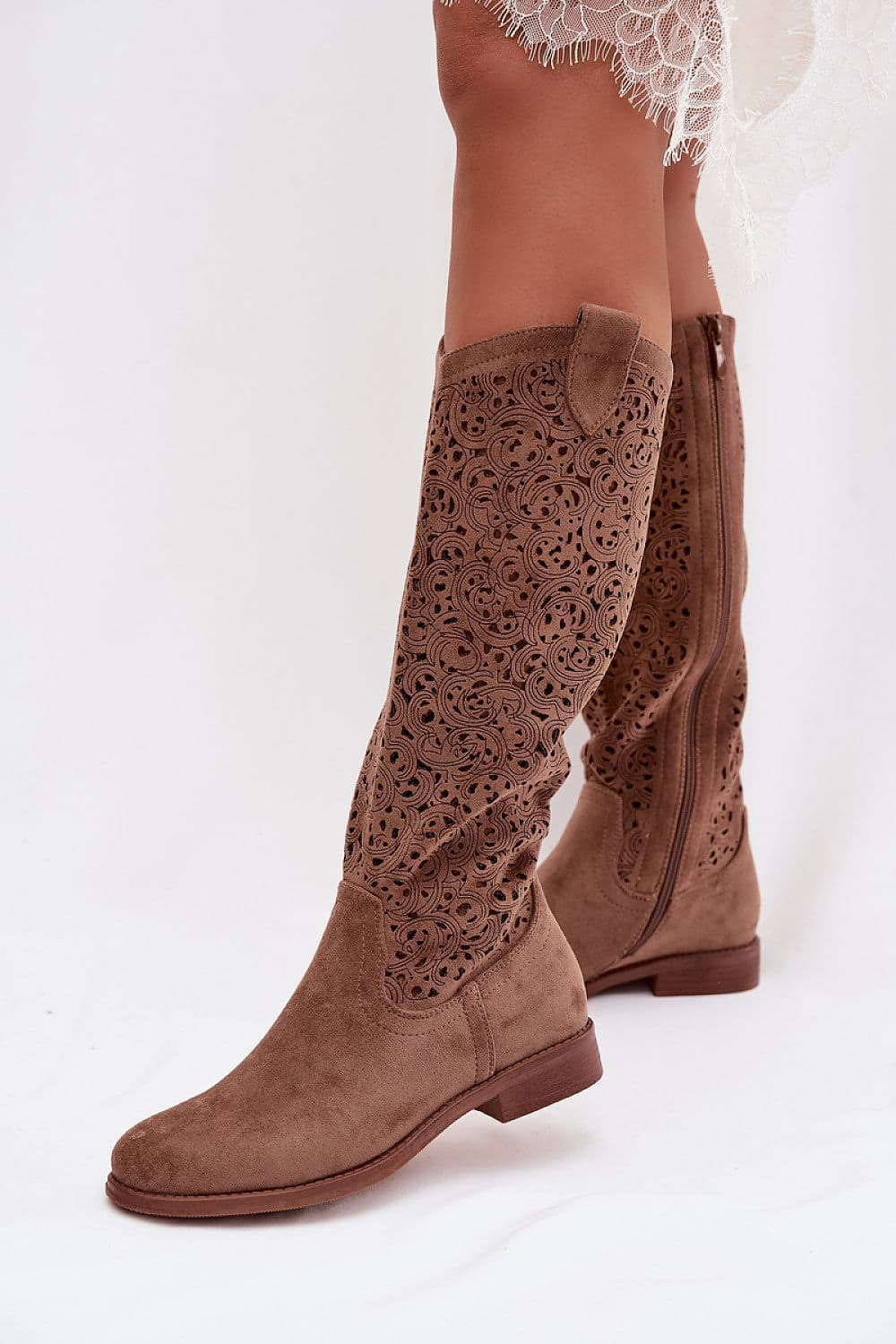 image-Open-work Boots Step in style