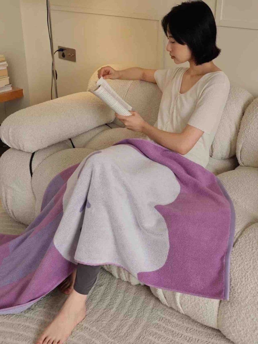 image-Cute Whimsical Floral Bath Towel - Soft, Absorbent, 100% Staple Cotton
