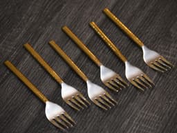 image-Vibhsa Golden Silverware Dinner Forks Set of 6