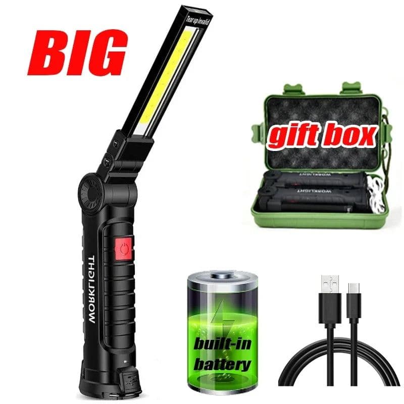 image-1pc COB LED Work Light Dimmable USB Rechargeable LED Flashlight Inspection Lamp With Magnet&Hook 14500/18650 Battery Torch light