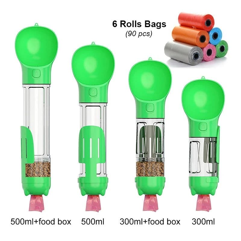 image-KOMMILIFE Portable Cat Dog Water Bottle Food Feeder Drinker Poop Dispenser 3 In 1 Leak-proof Multifunctional Dog Waterer Bottle