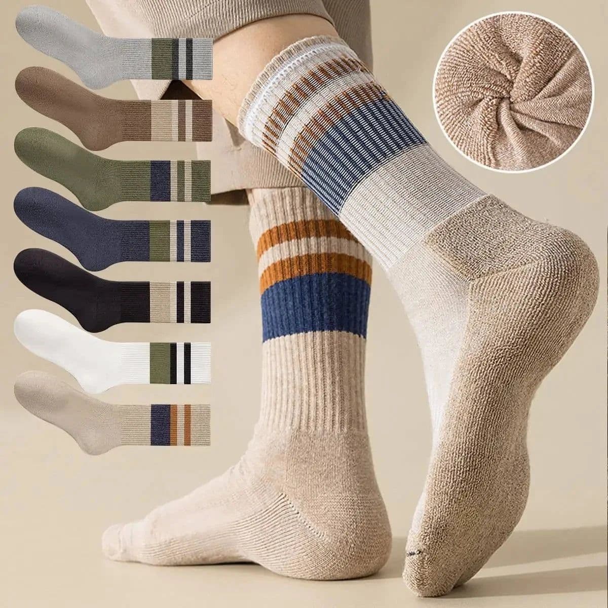 image-10/5/3pairs Breathable Con Sports Stockings Men Bamboo Fiber Autumn and Winter Men Socks Sweat Absorption Deodorant Business Sox