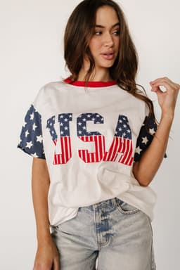 image-Jet Stream USA Flag Graphic T-Shirt Patchwork