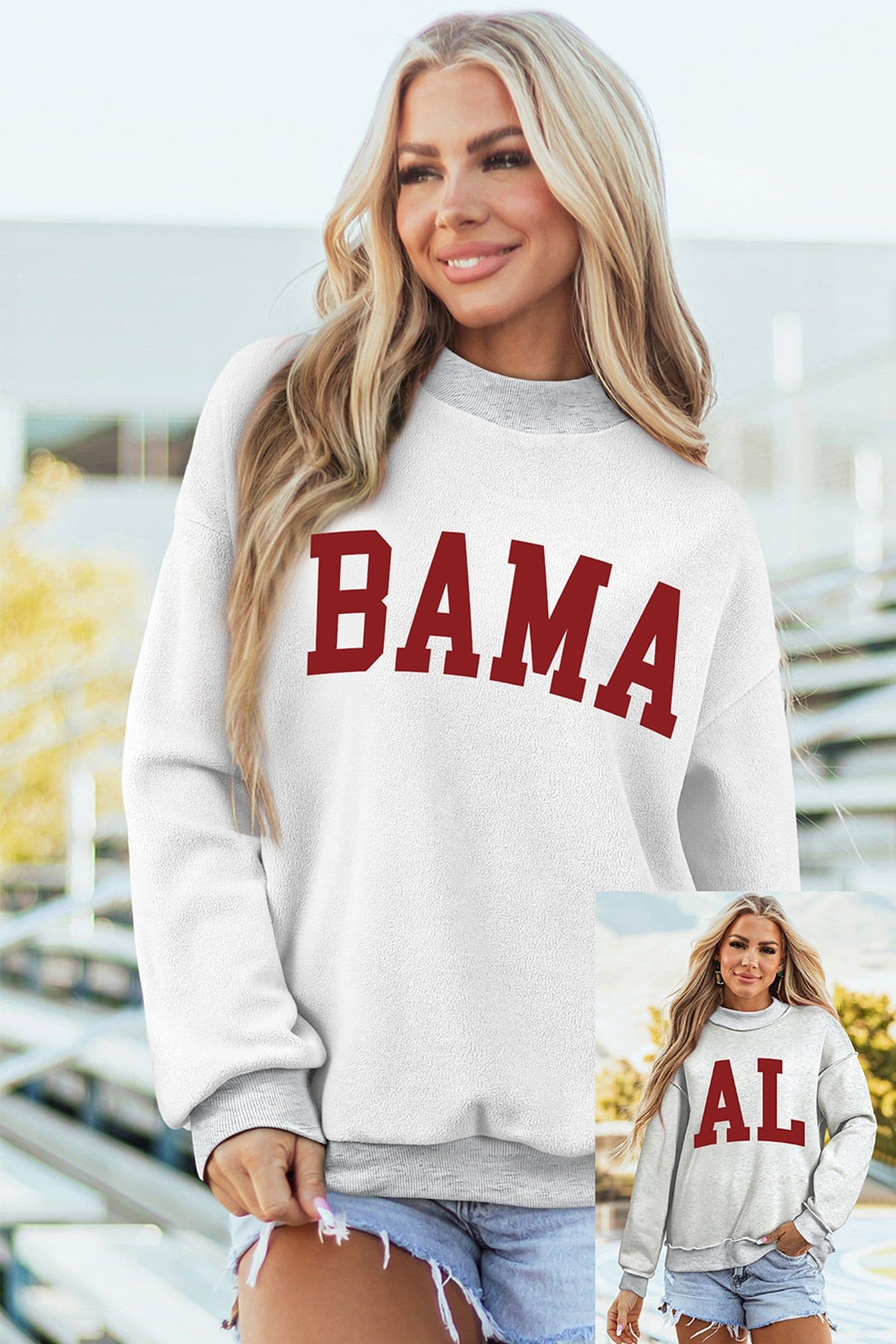 image-Alabama Reversible Mock Neck Sweatshirt - Light Grey Fleece