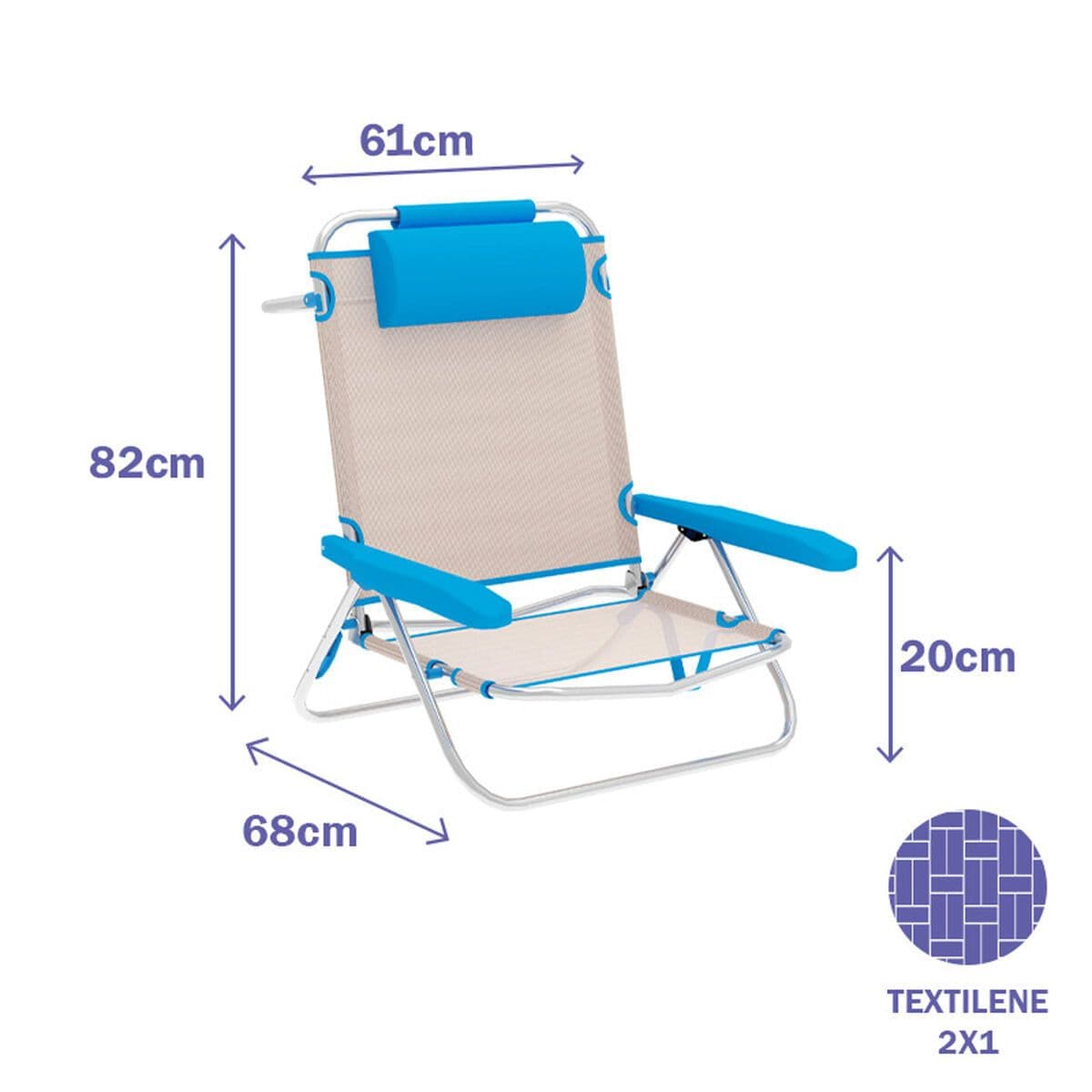 image-Folding Chair Marbueno Blue Beige 61 x 82 x 68 cm