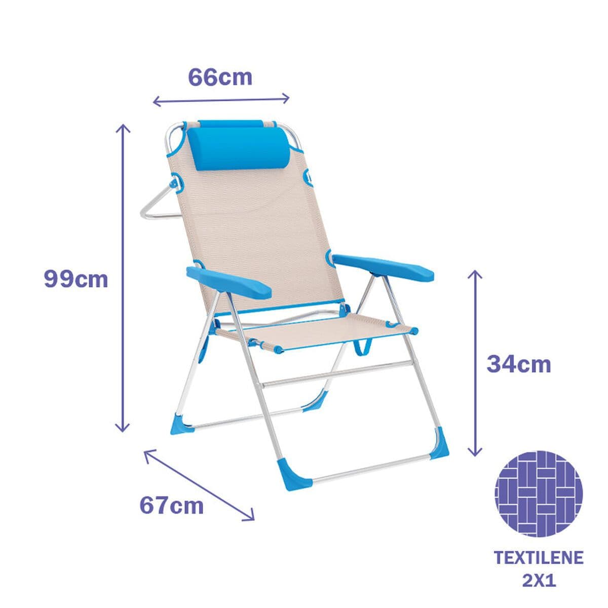 image-Folding Chair Marbueno Blue Beige 67 x 99 x 66 cm
