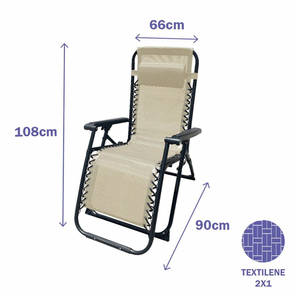 image-Folding Chair Marbueno Beige 90 x 108 x 66 cm