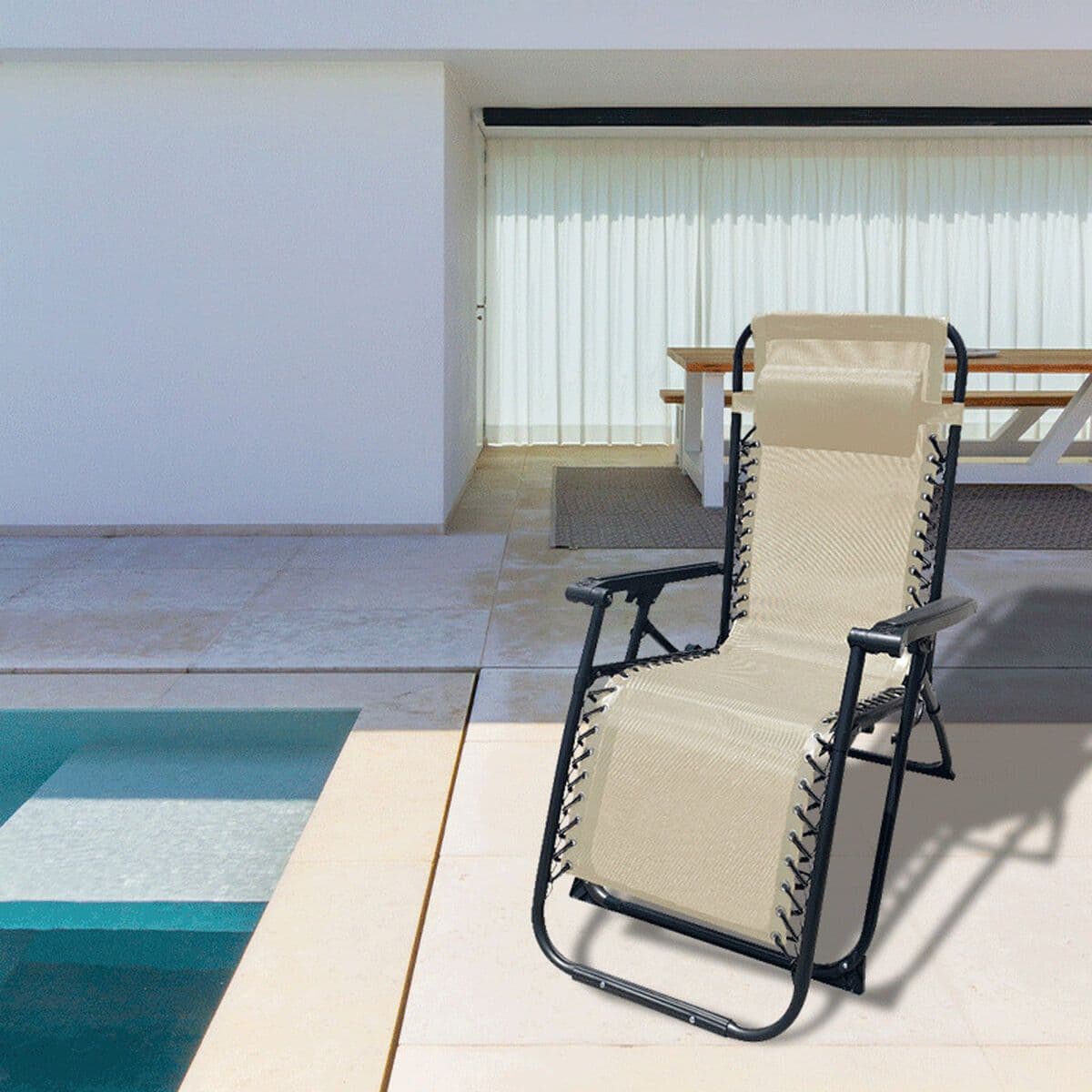 image-Folding Chair Marbueno Beige 90 x 108 x 66 cm