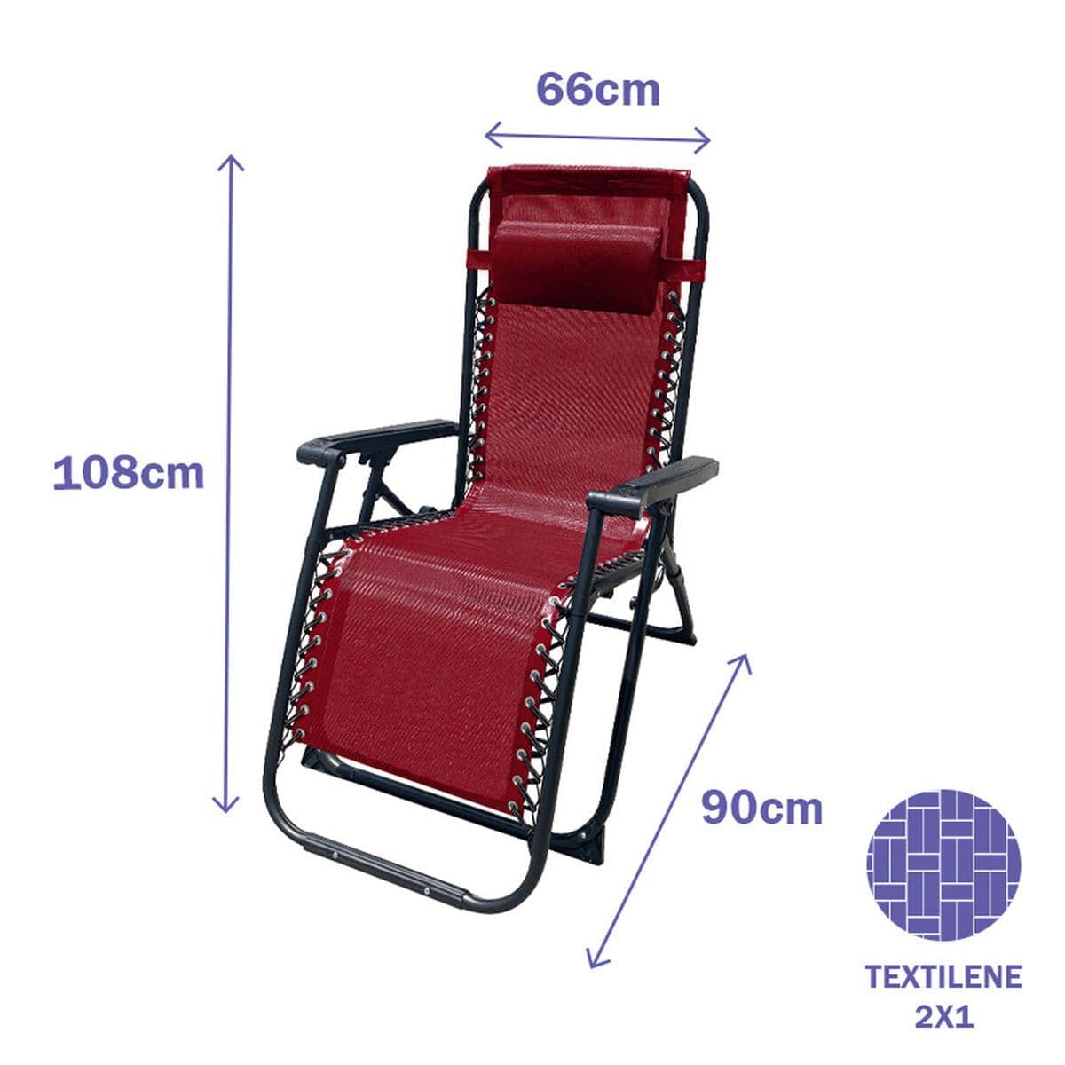 image-Folding Chair Marbueno Burgundy 90 x 108 x 66 cm