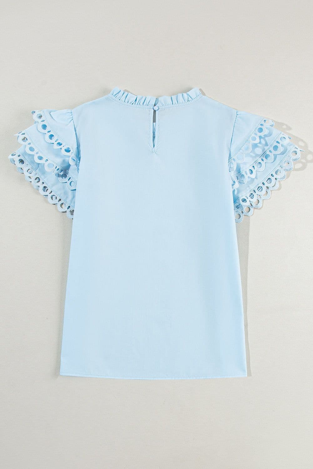 image-Beau Blue Layered Ric Rac Cap Sleeve Blouse