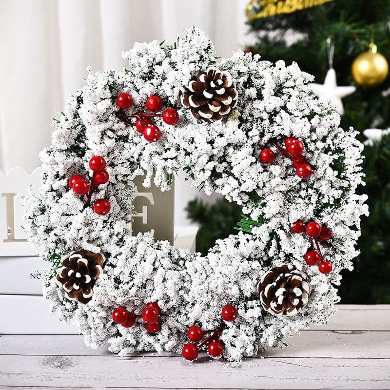 image-Handmade Simulation Of Christmas Wreath Hanging On The Door