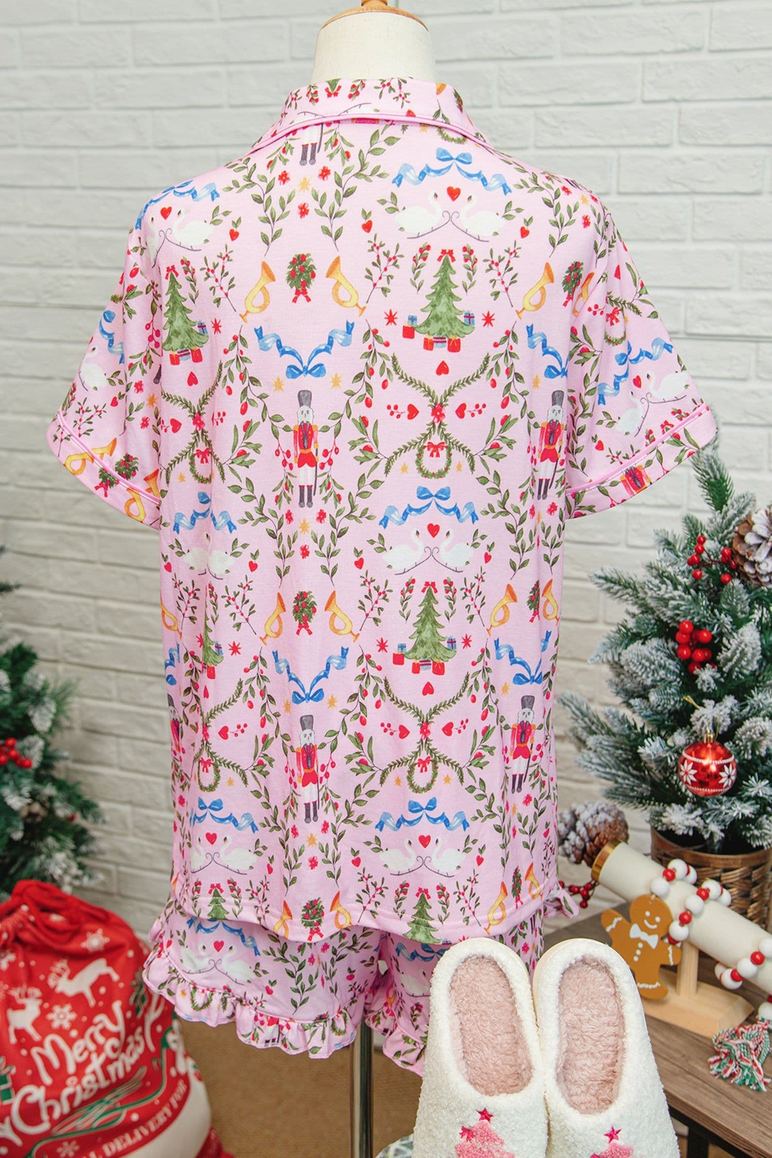 image-Pink Nutcracker Doll Christmas Pajama Set