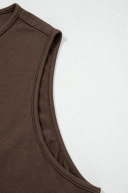 image-Coffee Plus Size Solid Color Bow Tie Peplum Tank Top