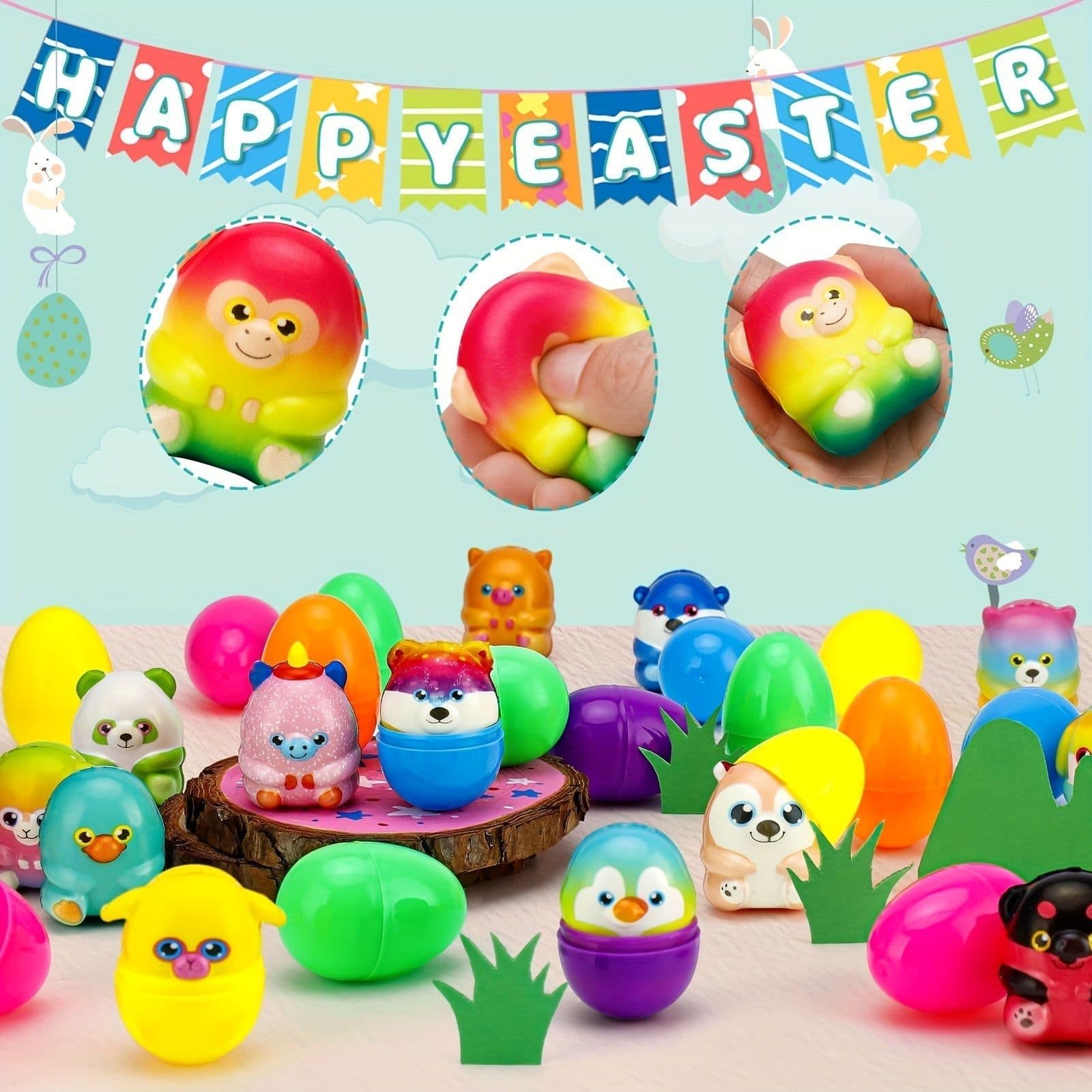 image-18 Sets Prefilled Easter Eggs with Mini Squishy Toys