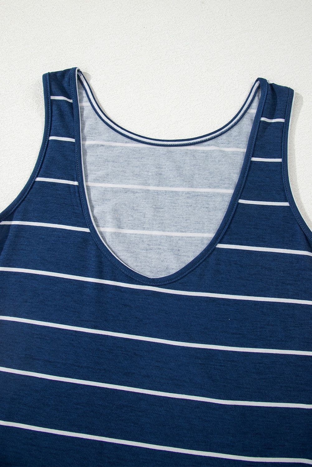image-Blue Gray Stripe Maxi Dress Open Back Sleeveless