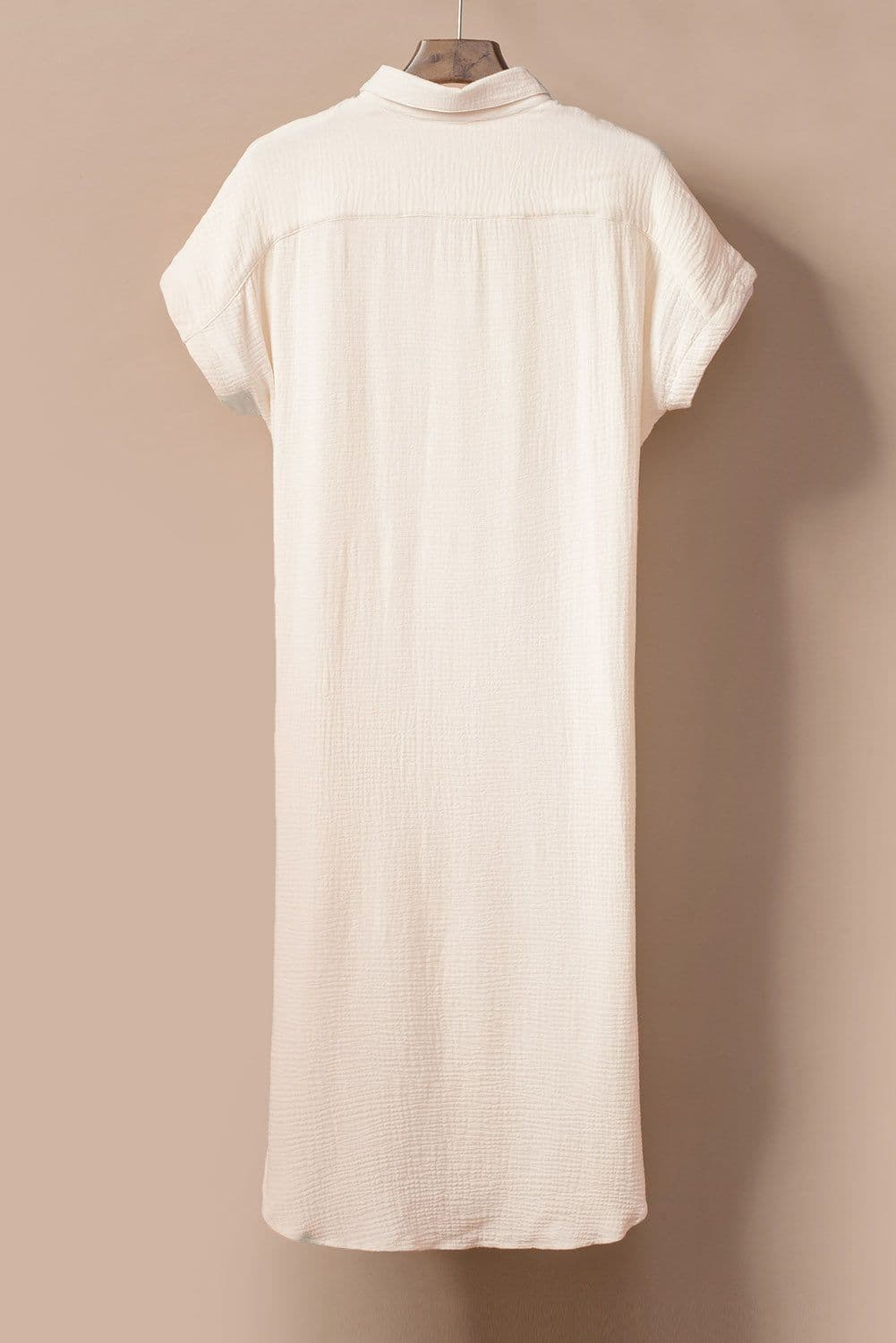 image-Apricot Crinkled Buttons Maxi Beach Dress with Slits