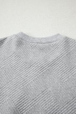 image-Medium Grey Textured Half Zip Sweatshirt