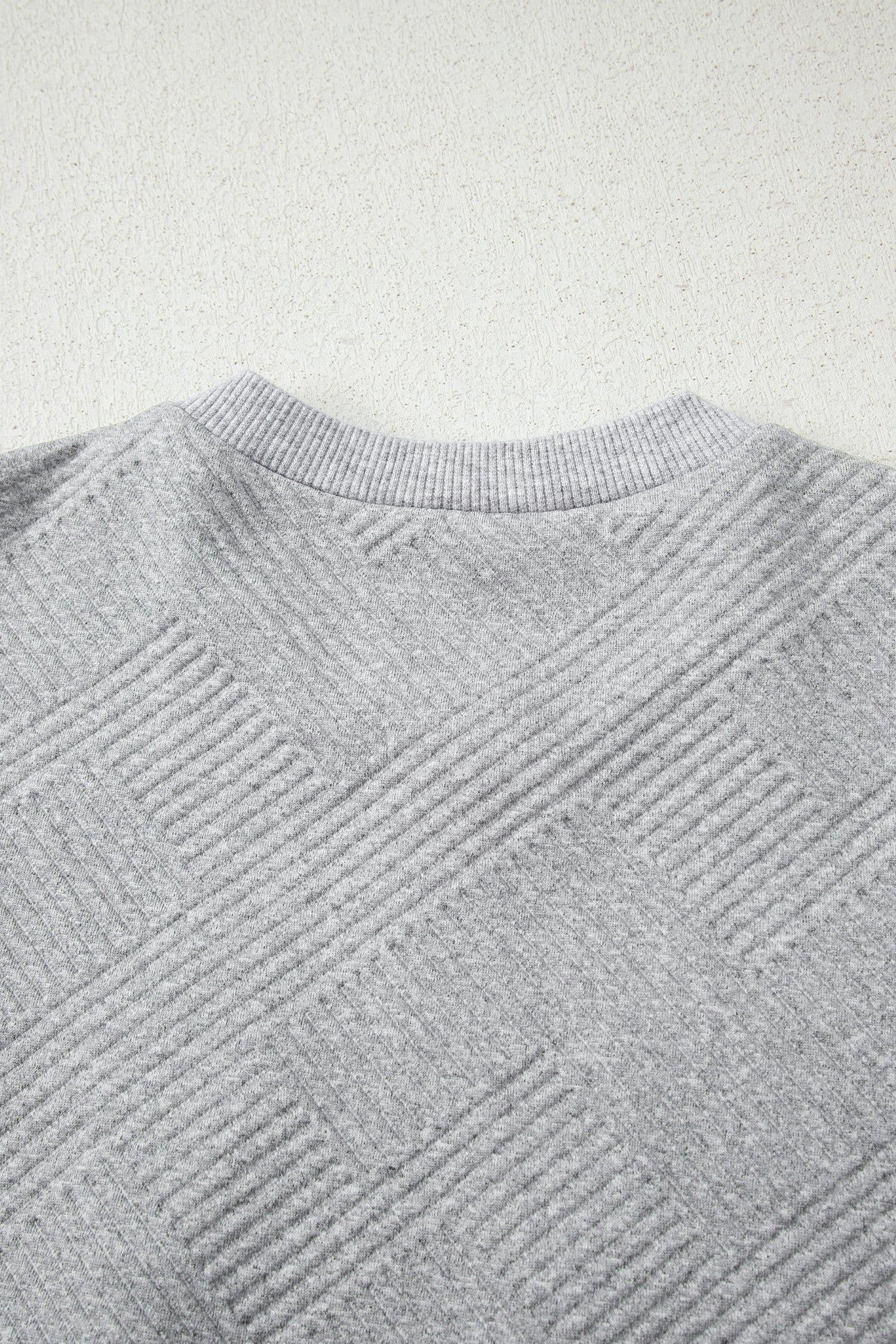 image-Medium Grey Textured Half Zip Sweatshirt