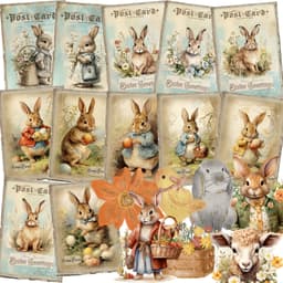 image-52pcs Easter Postcard Set with Stickers for Crafts
