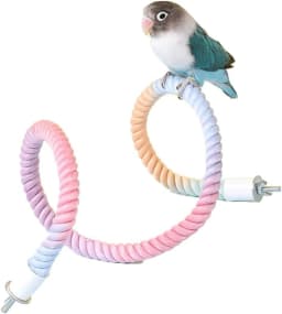 image-Gradient Colorful Bird Rope Perch Stand For Bird Cages Bendable Climbing Rope Cage Accessory Toy For Cockatiel Parakeet Sugar Glider