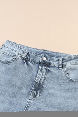 image-Sky Blue Light Wash Frayed Slim Fit High Waist Jeans