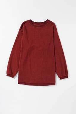 image-Strawberry Pink Ribbed Corded Oversized Sweatshirt